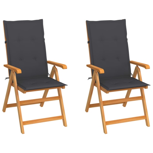 VIDAXL  Patio Chairs 2 PCs With Anthracite Cushions Solid Teak Wood