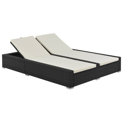 Chaise longue double vidaXL en poly rotin noir