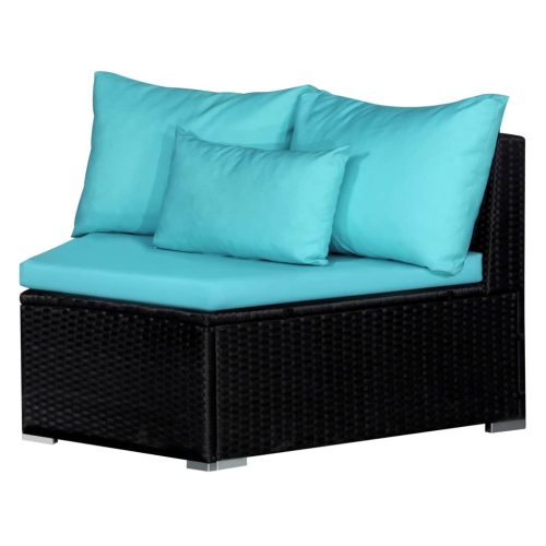 vidaXL 9 Piece Patio Lounge Set with Cushions Poly Rattan Blue