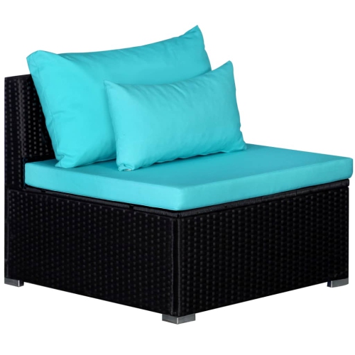 vidaXL 9 Piece Patio Lounge Set with Cushions Poly Rattan Blue