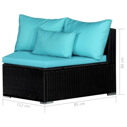 vidaXL 9 Piece Patio Lounge Set with Cushions Poly Rattan Blue