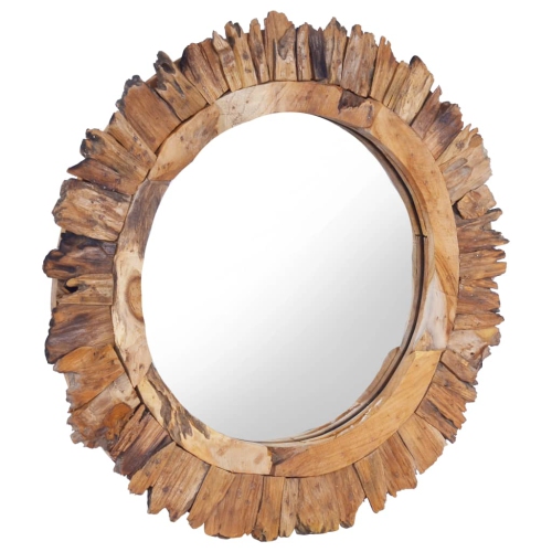 vidaXL Wall Mirror 23.6" Teak Round