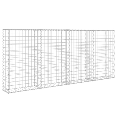 vidaXL Gabion Wall with Covers Galvanized Steel 78.7"x7.87"x33.5"