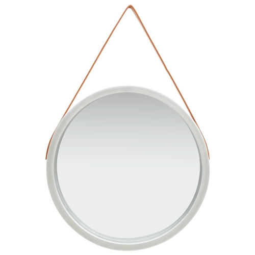 vidaXL Wall Mirror with Strap 23.6" Silver