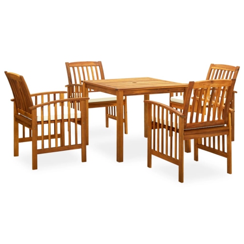 VIDAXL  5 Piece Patio Dining Set With Cushions Solid Acacia Wood