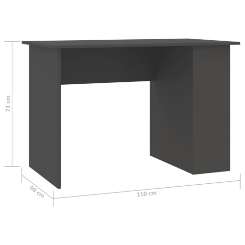 vidaXL Desk Gray 43.3"x23.6"x28.7" Chipboard