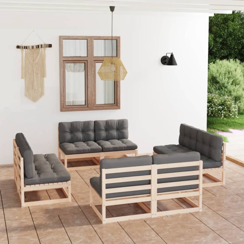 VIDAXL  8 Piece Patio Lounge Set With Cushions Solid Pinewood