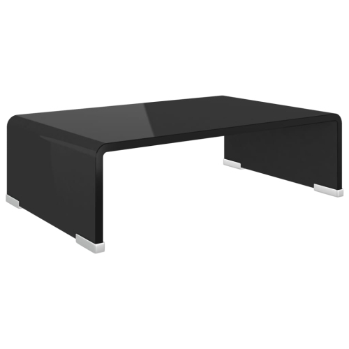 vidaXL TV Stand / Monitor Riser Glass Black 15.7"x9.8"x4.3"