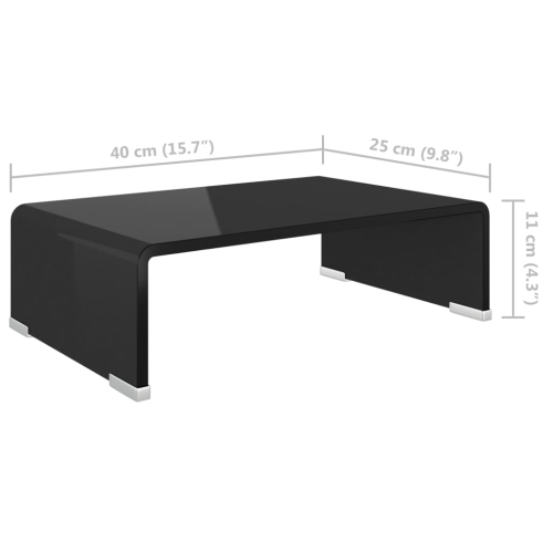 vidaXL TV Stand / Monitor Riser Glass Black 15.7"x9.8"x4.3"