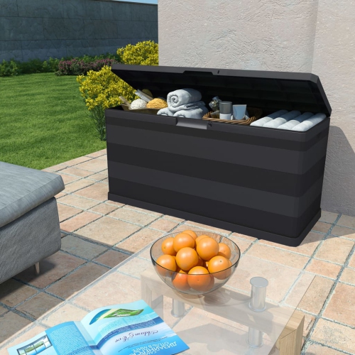 Armoire de rangement de terrasse VidaXL, noir, 46.1 x 17,7 x 22 po