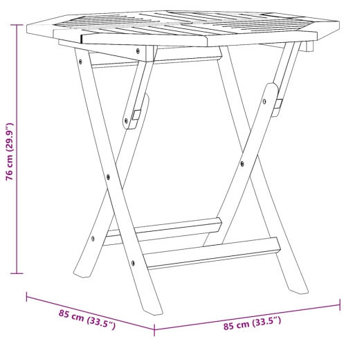 vidaXL Folding Patio Table 33.5"x33.5"x29.9" Solid Teak Wood