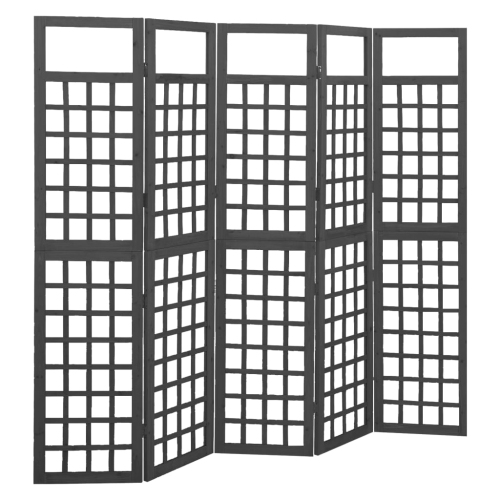 VIDAXL  5-Panel Room Divider/trellis Solid Fir Wood 79.3"x70.9" In Black