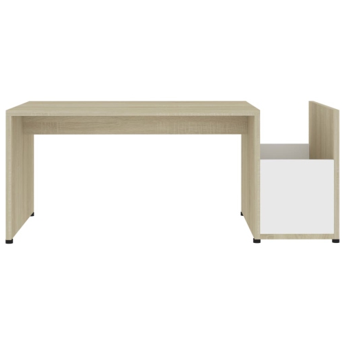 vidaXL Coffee Table White and Sonoma Oak 35.4"x17.7"x13.8" Chipboard