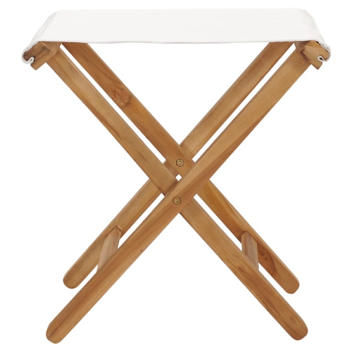 vidaXL Folding Chairs 2 pcs Solid Teak Wood and Fabric Cream White