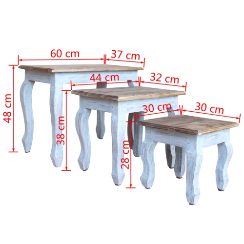 vidaXL Nesting Table Set 3 Pieces Solid Reclaimed Wood