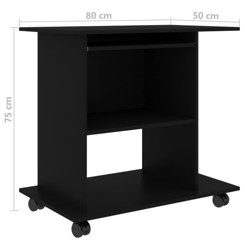 vidaXL Computer Desk Black 31.5"x19.7"x29.5" Chipboard