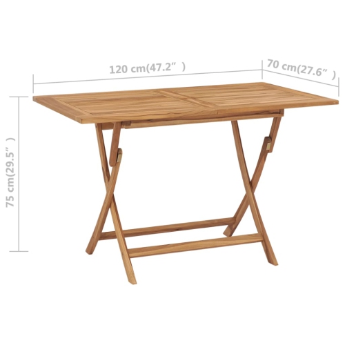 vidaXL Folding Patio Table 47.2"x27.6"x29.5" Solid Teak Wood