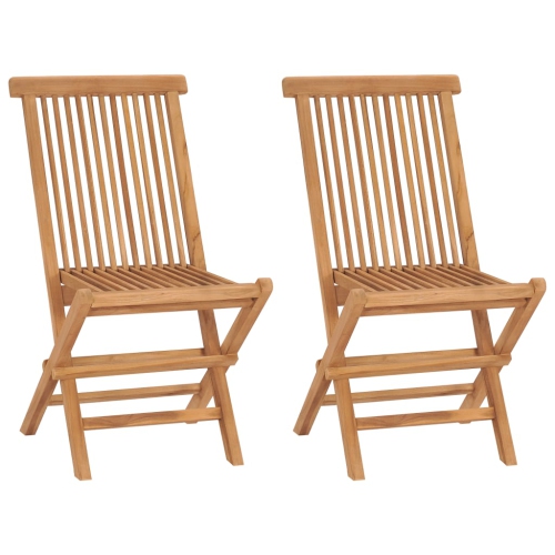 VIDAXL  Folding Patio Chairs 2 PCs Solid Teak Wood