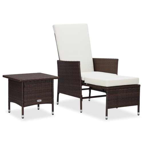 VIDAXL  2 Piece Patio Lounge Set With Cushions Poly Rattan In Brown