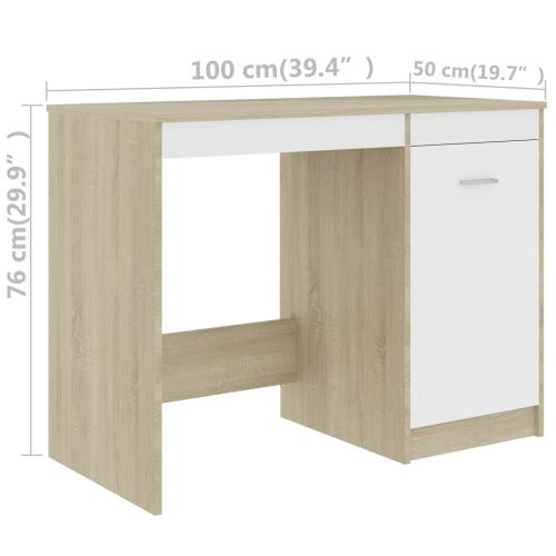 Bureau gris vidaXL de 39.4 x 19,7 x 29,9 po en carton gris