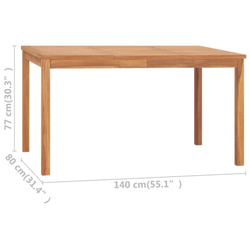 vidaXL Patio Dining Table 55.1"x31.5"x30.3" Solid Teak Wood