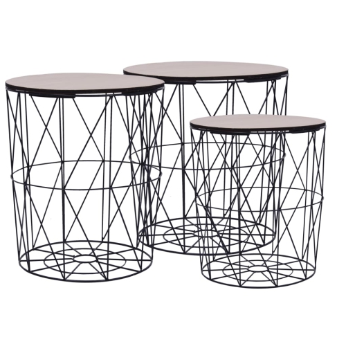 vidaXL Coffee Table 3 pcs Black
