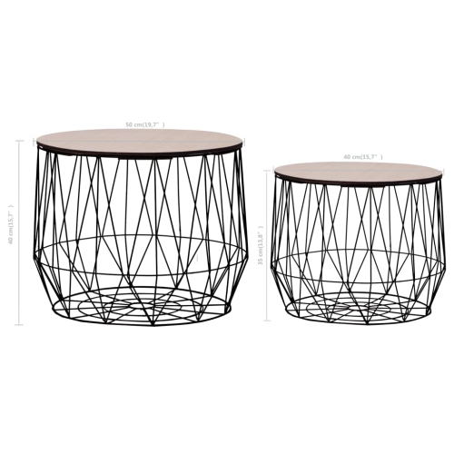 vidaXL Coffee Table 2 pcs Black