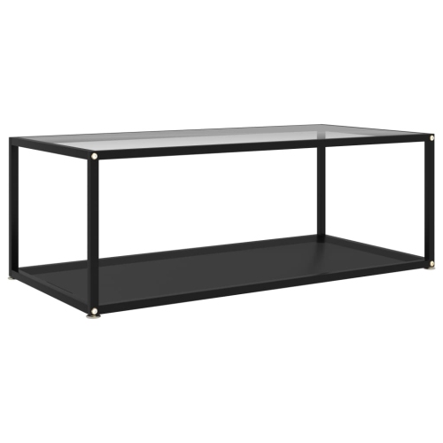 VIDAXL  Coffee Table Transparent And Black 39.4"x19.7"x13.8" Tempered Glass