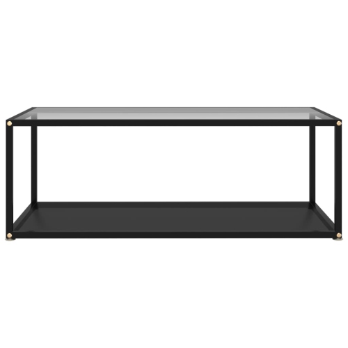 vidaXL Coffee Table Transparent and Black 39.4"x19.7"x13.8" Tempered Glass