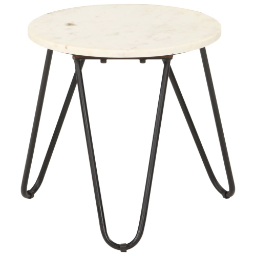 vidaXL Coffee Table White 15.7"x15.7"x15.7" Real Stone with Marble Texture