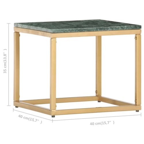 vidaXL Coffee Table Green 15.7"x15.7"x13.8" Real Stone with Marble Texture