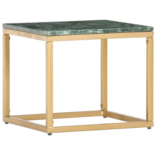 vidaXL Coffee Table Green 15.7"x15.7"x13.8" Real Stone with Marble Texture