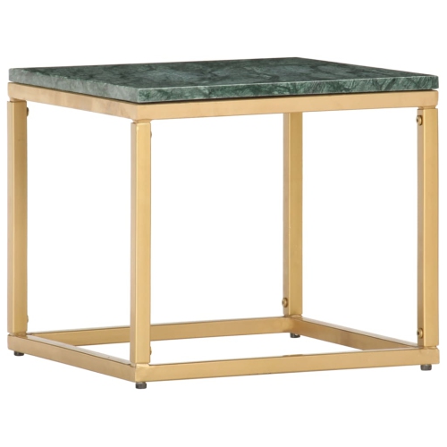 vidaXL Coffee Table Green 15.7"x15.7"x13.8" Real Stone with Marble Texture