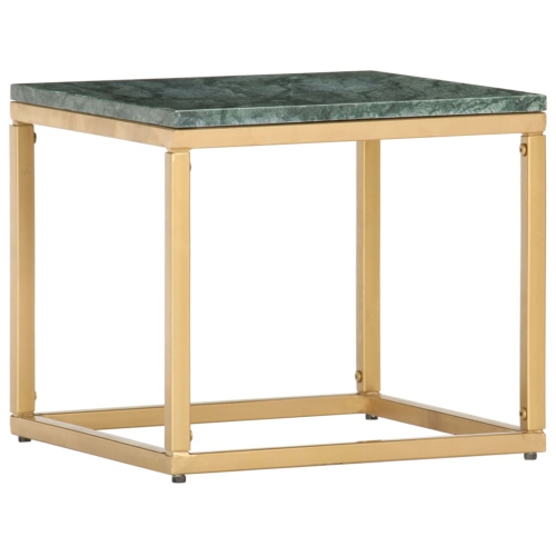 vidaXL Coffee Table Green 15.7"x15.7"x13.8" Real Stone with Marble Texture