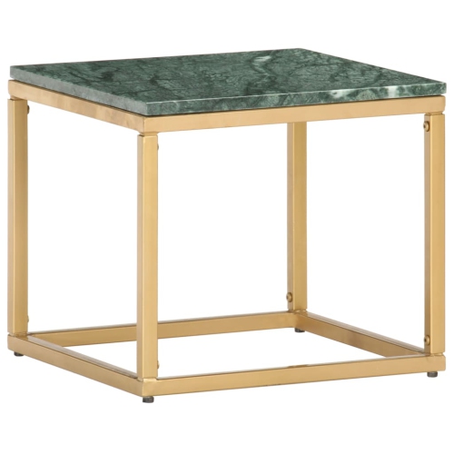 vidaXL Coffee Table Green 15.7"x15.7"x13.8" Real Stone with Marble Texture