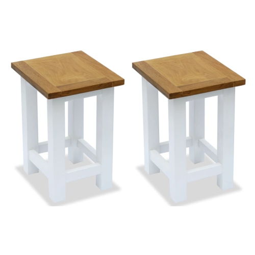 VIDAXL  End Tables 2 PCs 10.6"x9.4"x14.6" Solid Oak Wood