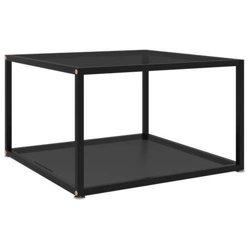 VIDAXL  Coffee Table Black 23.6"x23.6"x13.8" Tempered Glass