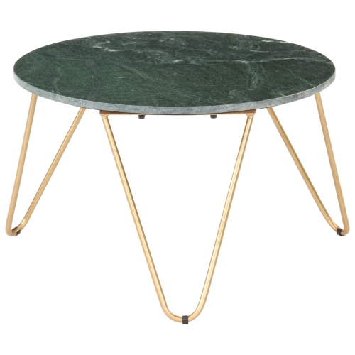 VIDAXL  Coffee Table 25.6"x25.6"x16.5" Real Stone With Marble Texture In Green