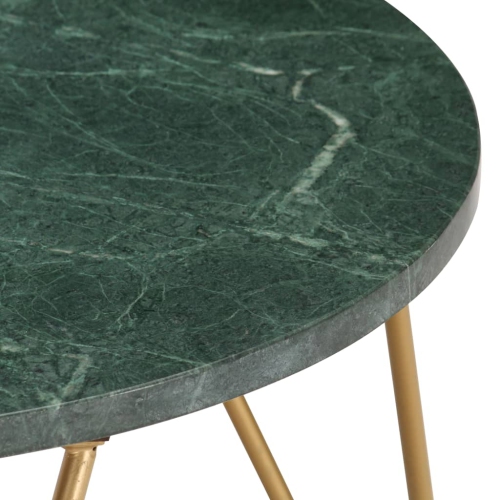 vidaXL Coffee Table Green 25.6"x25.6"x16.5" Real Stone with Marble Texture
