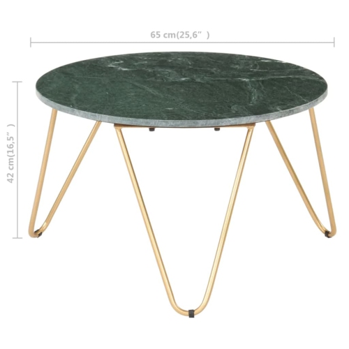vidaXL Coffee Table Green 25.6"x25.6"x16.5" Real Stone with Marble Texture