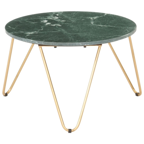 vidaXL Coffee Table Green 25.6"x25.6"x16.5" Real Stone with Marble Texture