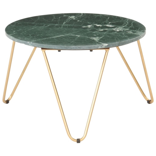 vidaXL Coffee Table Green 25.6"x25.6"x16.5" Real Stone with Marble Texture