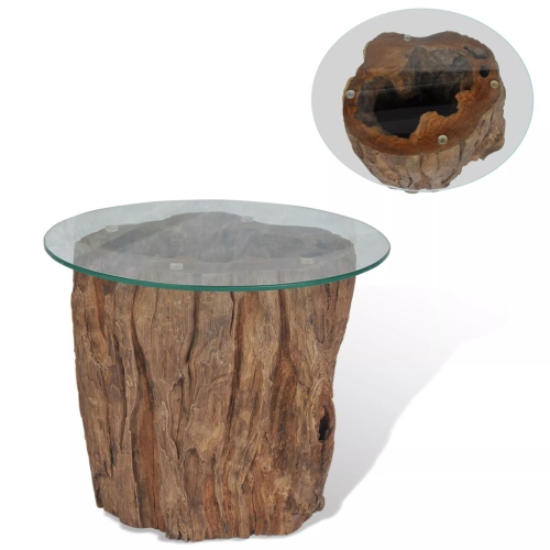 VIDAXL  Coffee Table Teak Glass 19.7"x15.7"