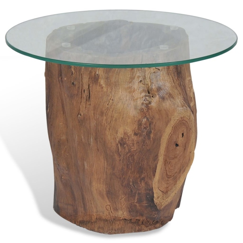 vidaXL Coffee Table Teak Glass 19.7"x15.7"