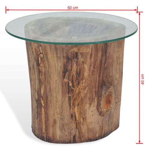 vidaXL Coffee Table Teak Glass 19.7"x15.7"