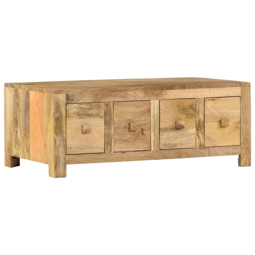 VIDAXL  Coffee Table With 4 Drawers 35.4"x19.7"x13.8" Solid Wood In Mango
