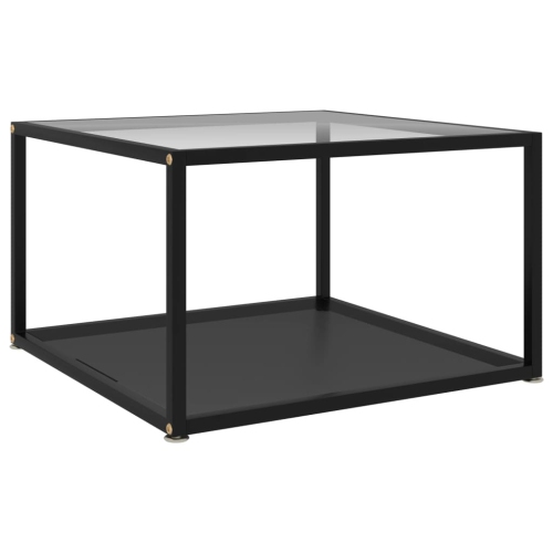 VIDAXL  Coffee Table Transparent And Black 23.6"x23.6"x13.8" Tempered Glass