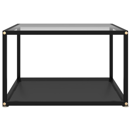 vidaXL Coffee Table Transparent and Black 23.6"x23.6"x13.8" Tempered Glass