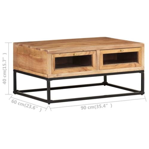 vidaXL Coffee Table 35.4"x23.6"x15.7" Solid Acacia Wood