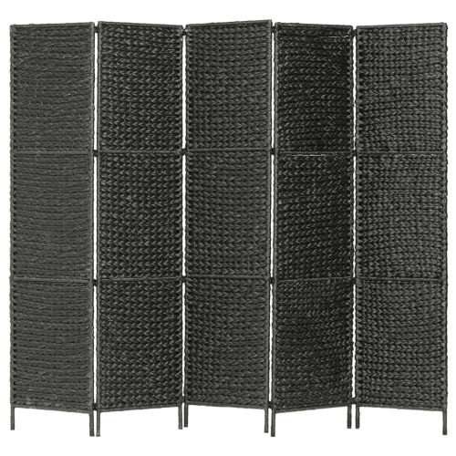 VIDAXL  5-Panel Room Divider 76"x63" Water Hyacinth In Black